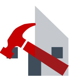 a home with a hammer icon